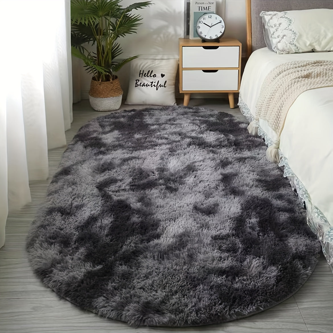 Plush Oval Rug – Mjuk och Stilig Matta för Sovrum och Vardagsrumsdekoration