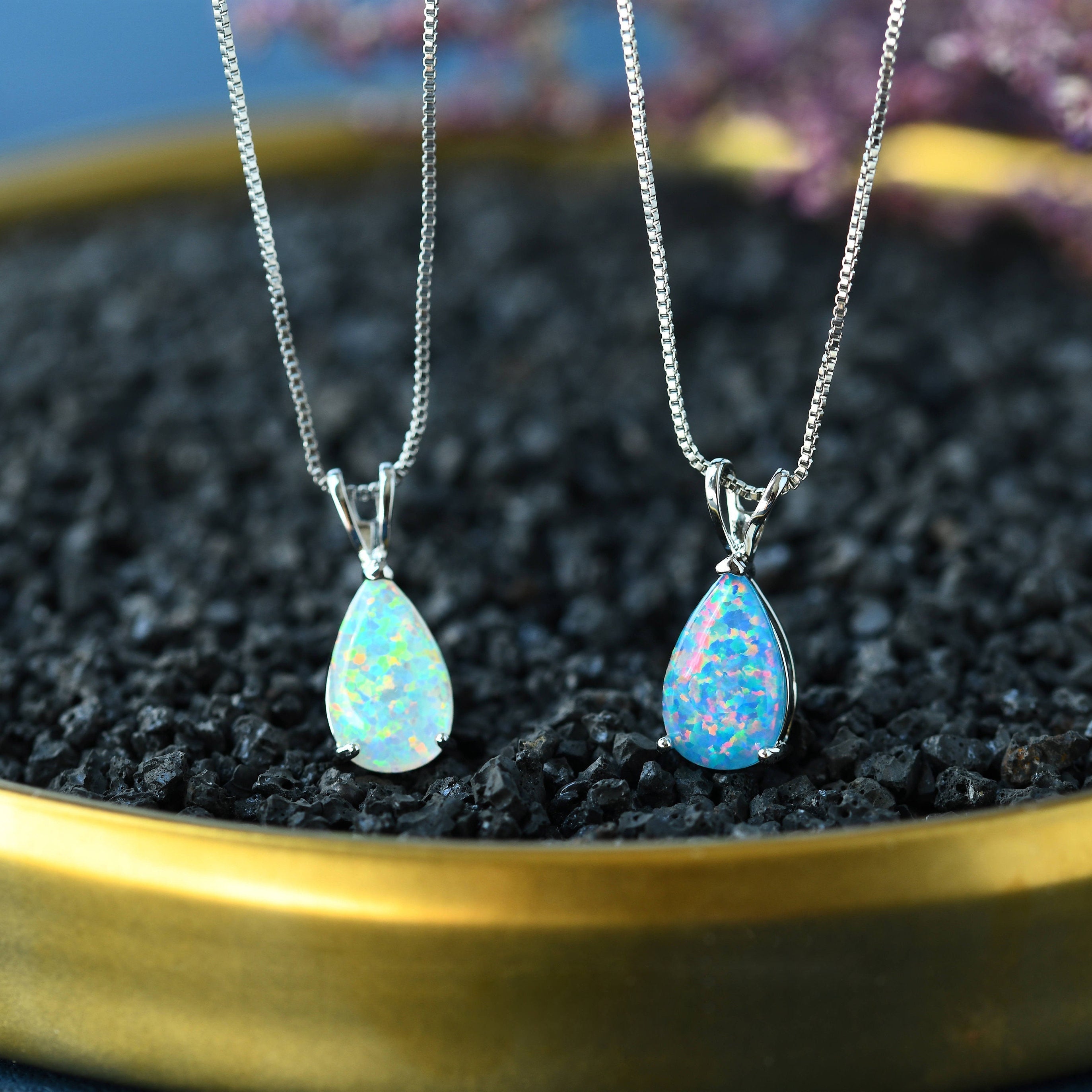 Minimalistisk Drop Opal Hänge Halsband – Selina