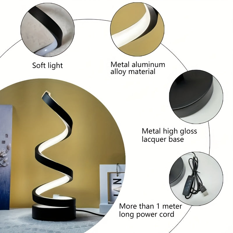 Spiral LED Skrivbordslampa – Modern Dimbar Belysning