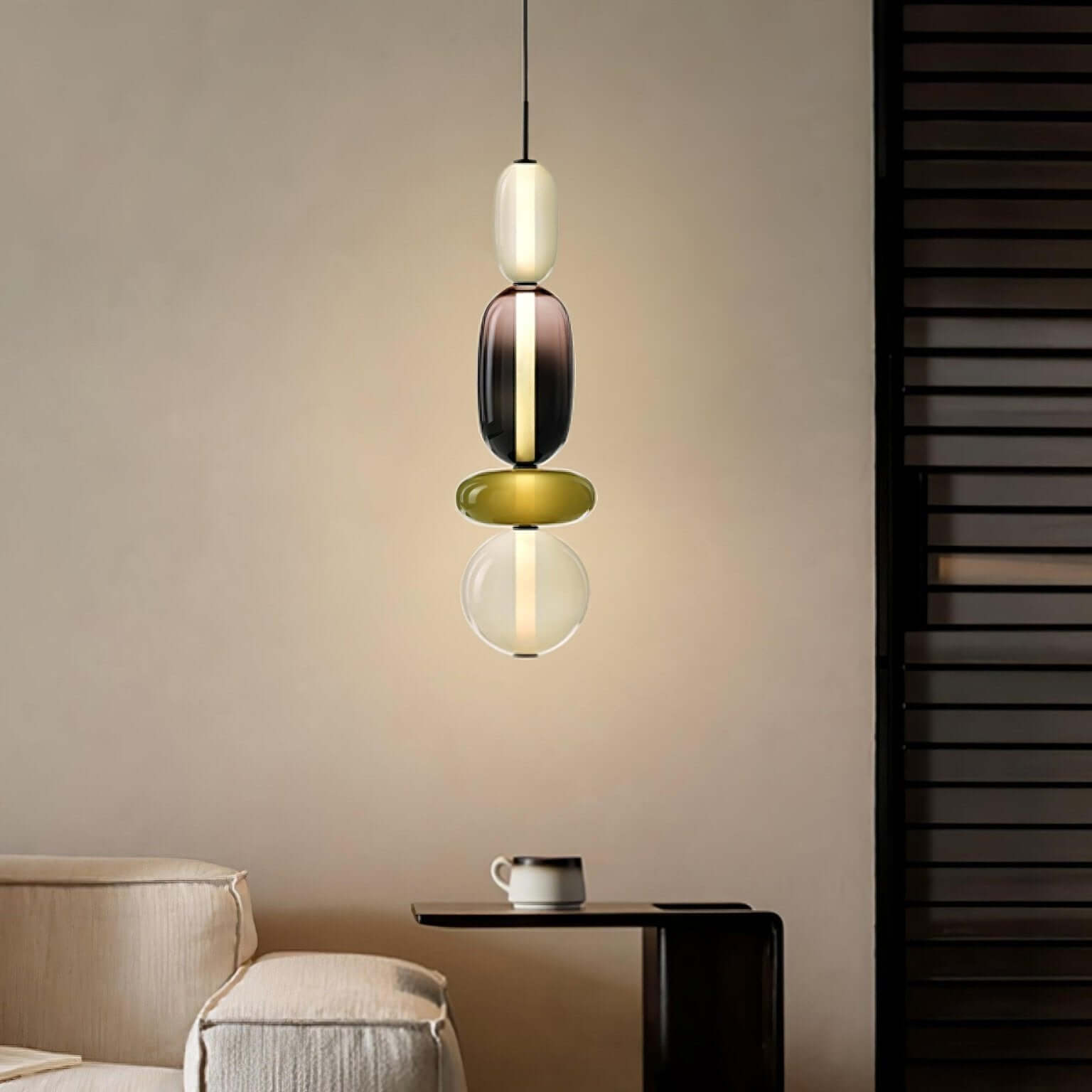 Modern Taklampa med Färgat Glas
