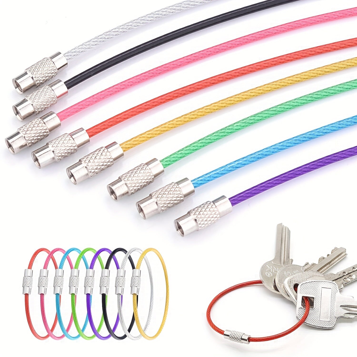 Stål Kabel Nyckelringar Set – Hållbara Nyckelringar för Resor och Utomhusaktiviteter