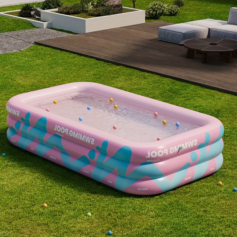 Glädjefylld Uppblåsbar Pool för Trädgården – Hållbar PVC, Perfekt för Sommarlov och Familjeaktiviteter