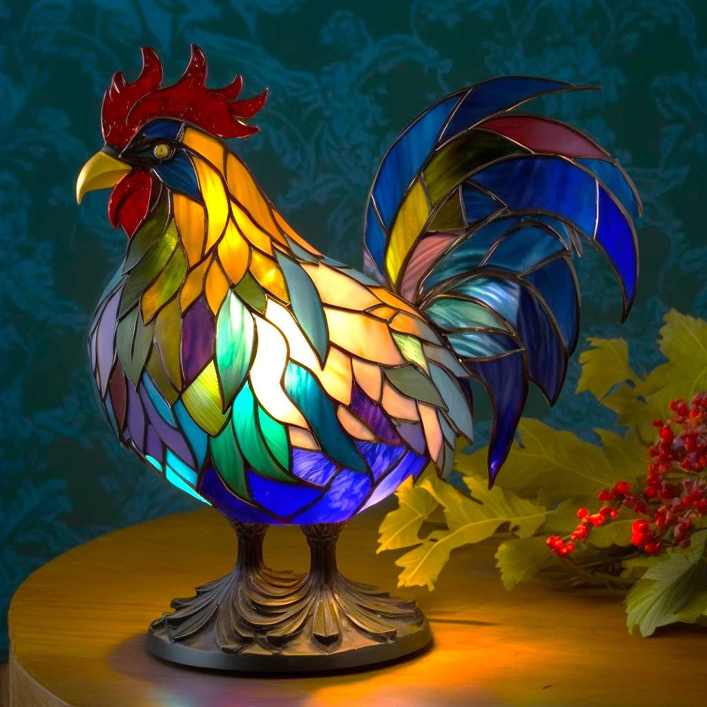 VitraGlow Handgjord Glasdekoration | Elegant bordslampa i resin och glas med livfulla konstnärliga mönster