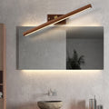 Lámpara de pared LED nórdica minimalista de madera de haya y cobre, cilíndrica, para espejo de baño, salón y baño