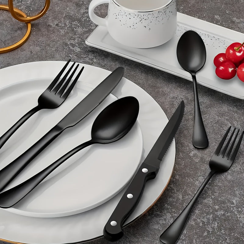 Svart bestickset i rostfritt stål – Modern design med högkvalitativ finish