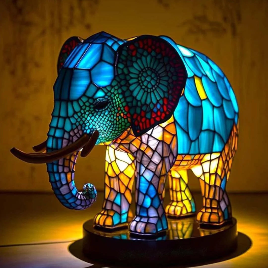 VitraGlow Handgjord Glasdekoration | Elegant bordslampa i resin och glas med livfulla konstnärliga mönster
