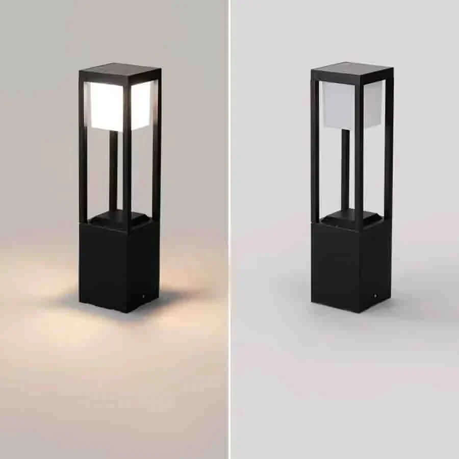 Kubformad Utomhuslampa på Solenergi (60cm)