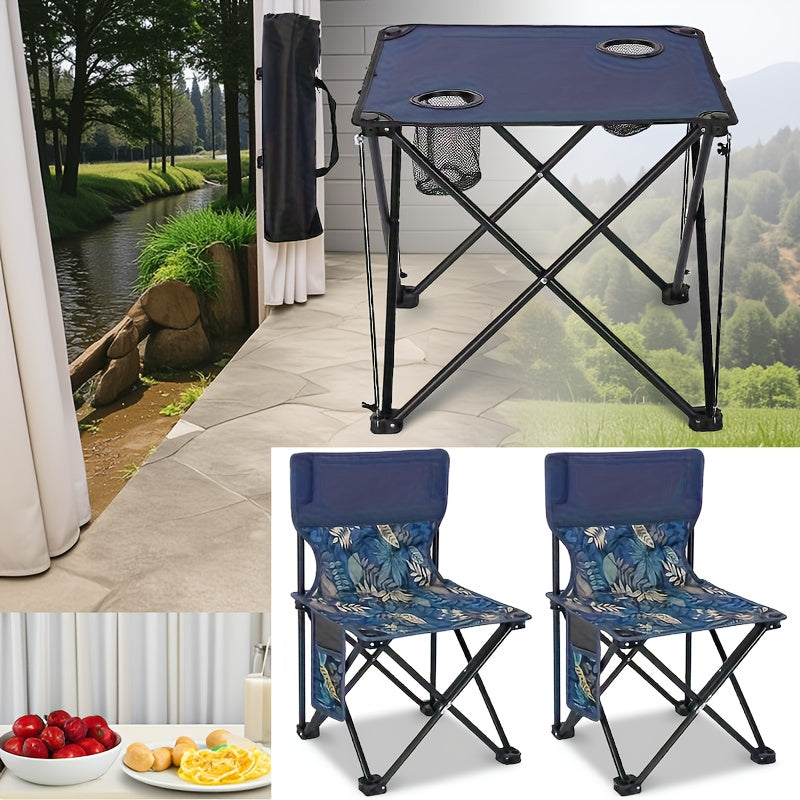 Fällbart Trädgårdssats med Bord och Stolar – Portabel för Camping och Grillning