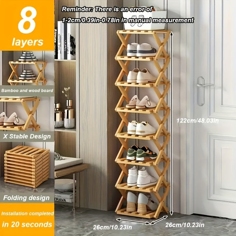 Smart Bamboo Shoe Rack – Kompakt och Praktisk för Entrén