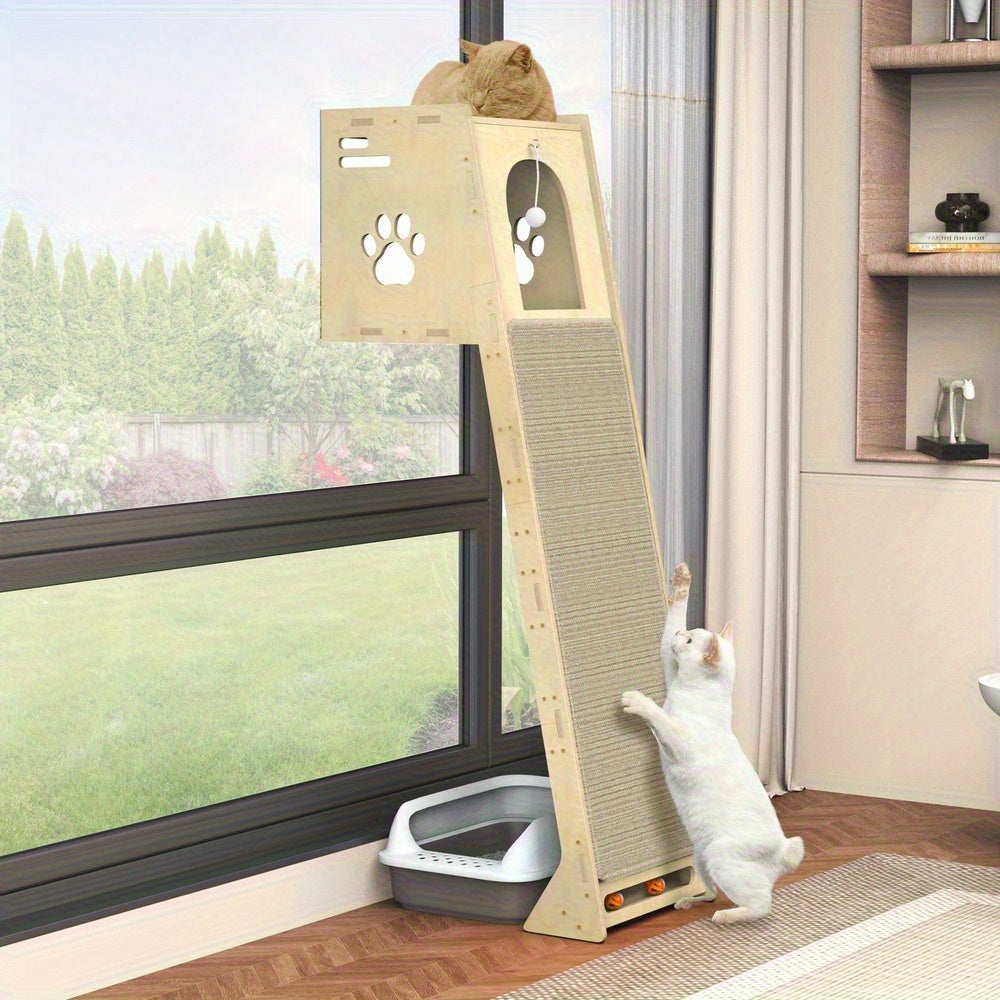 NatureClimb Trä Katt Hus – Kompakt och Lekfull Möbler