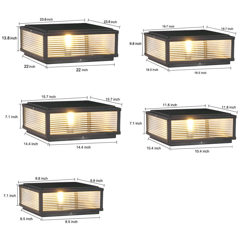 Modern LED Utomhus Stolplampa - Ribbat Glas
