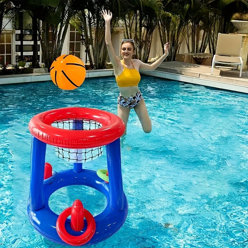 Uppblåsbart Pool Basketbollset – Hoop, Boll och Ringar Ingår
