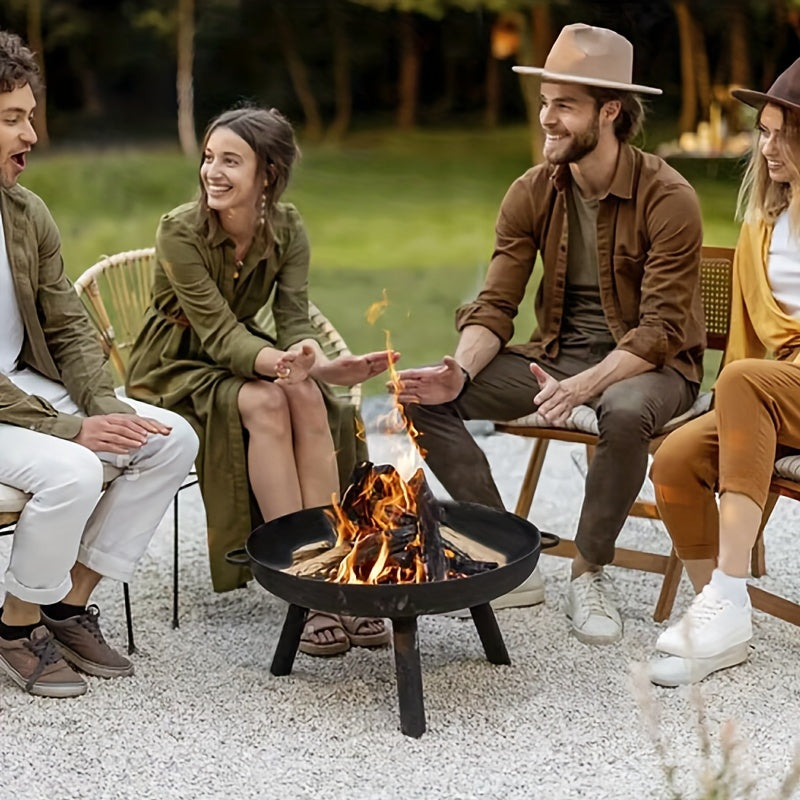 Gjutjärns Eldskål – Idealisk för Grillning, Camping och Trädgårdsbelysning