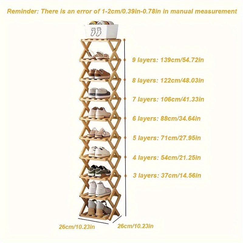 Smart Bamboo Shoe Rack – Kompakt och Praktisk för Entrén
