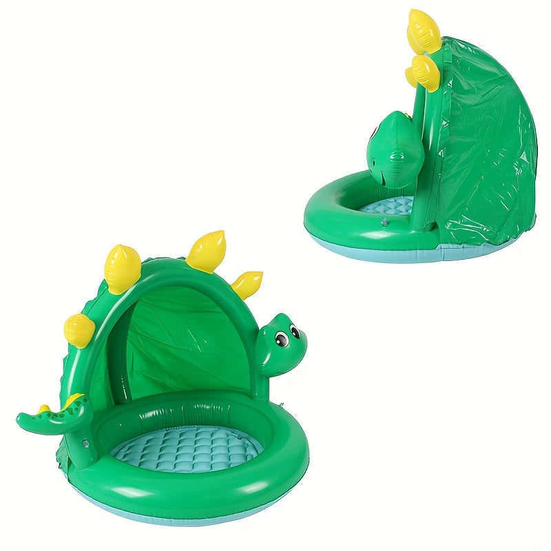 Uppblåsbar Dinosauriepool för Bebisar – Med Solskydd och Lekfull Design