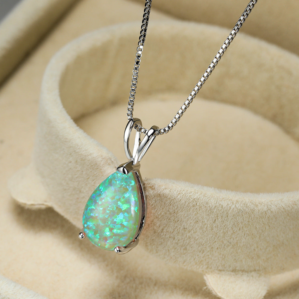 Minimalistisk Drop Opal Hänge Halsband – Selina