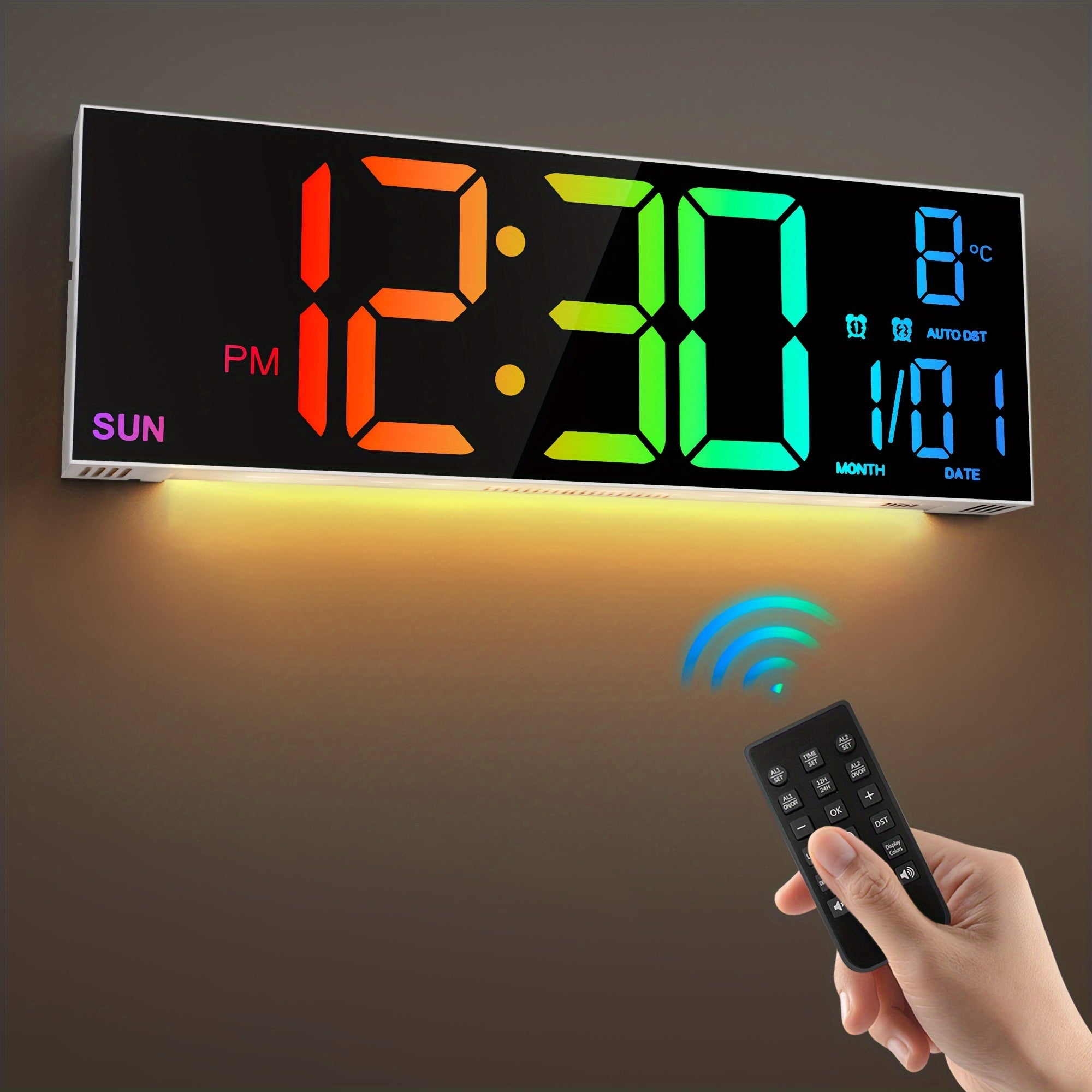 LumiWall Digital Väckarklocka – Stor, Färgglad och Lätt att Läsa