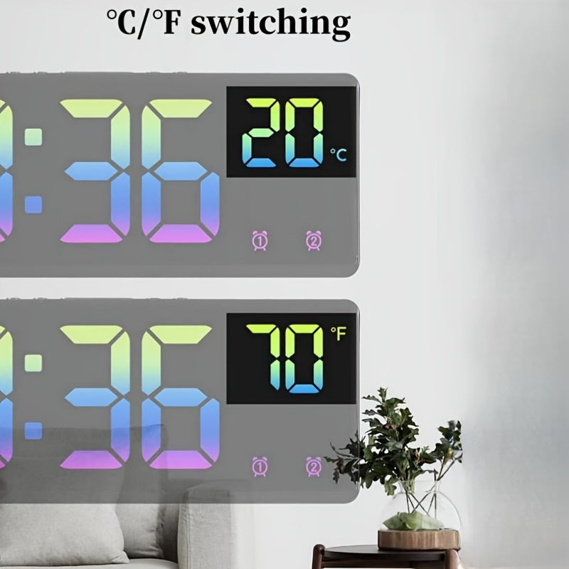 RGB Digital Väckarklocka – Röststyrd, Dubbel Alarm och Temperaturvisning