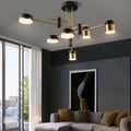 Modern Minimalistisk Svart Guld Balancerad 4-8 Ljus Semi-Flush Mount Lampa