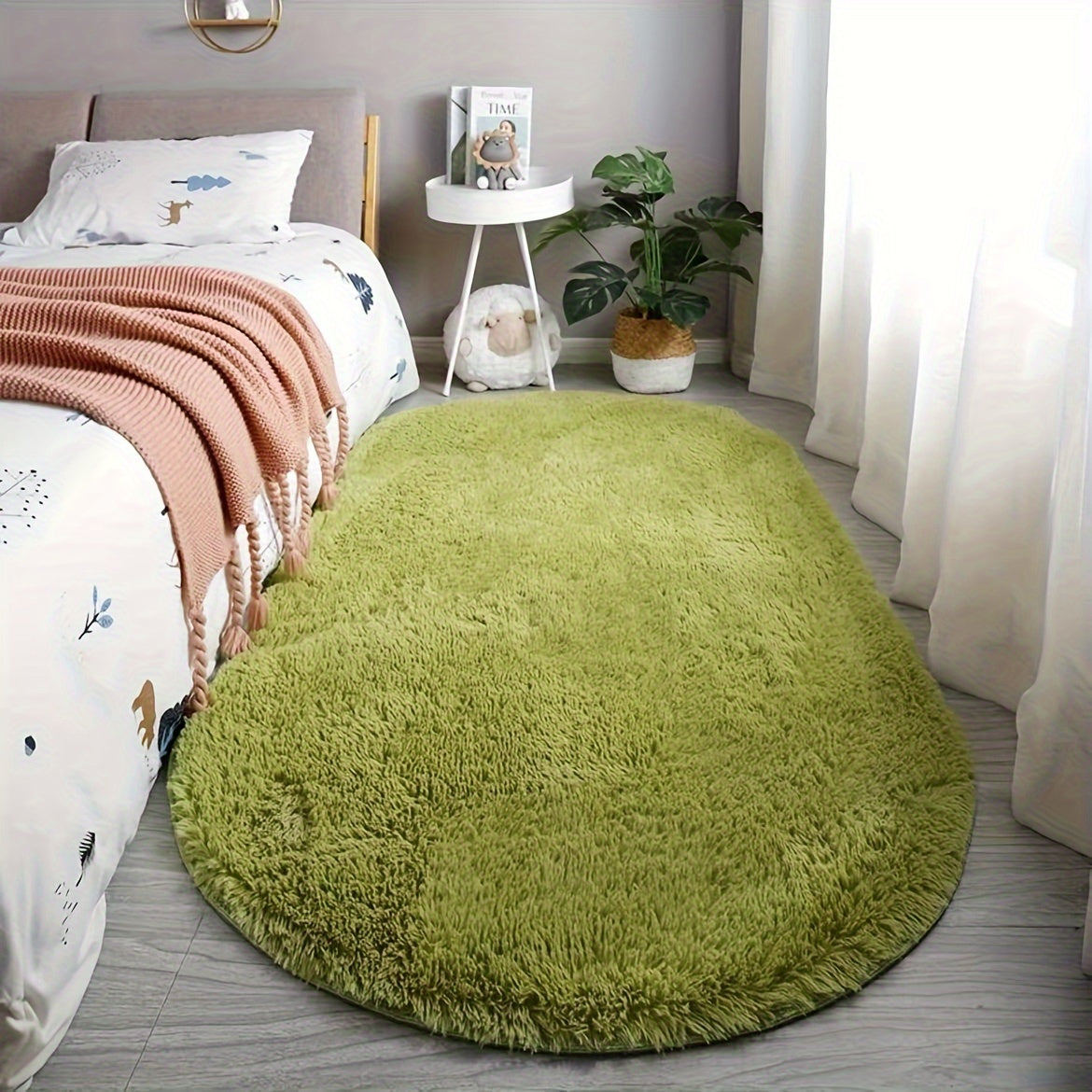 Plush Oval Rug – Mjuk och Stilig Matta för Sovrum och Vardagsrumsdekoration