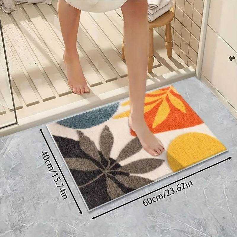 Abstrakt Geometrisk Badmatta – Absorberande och Mjuk för Badrum eller Kök