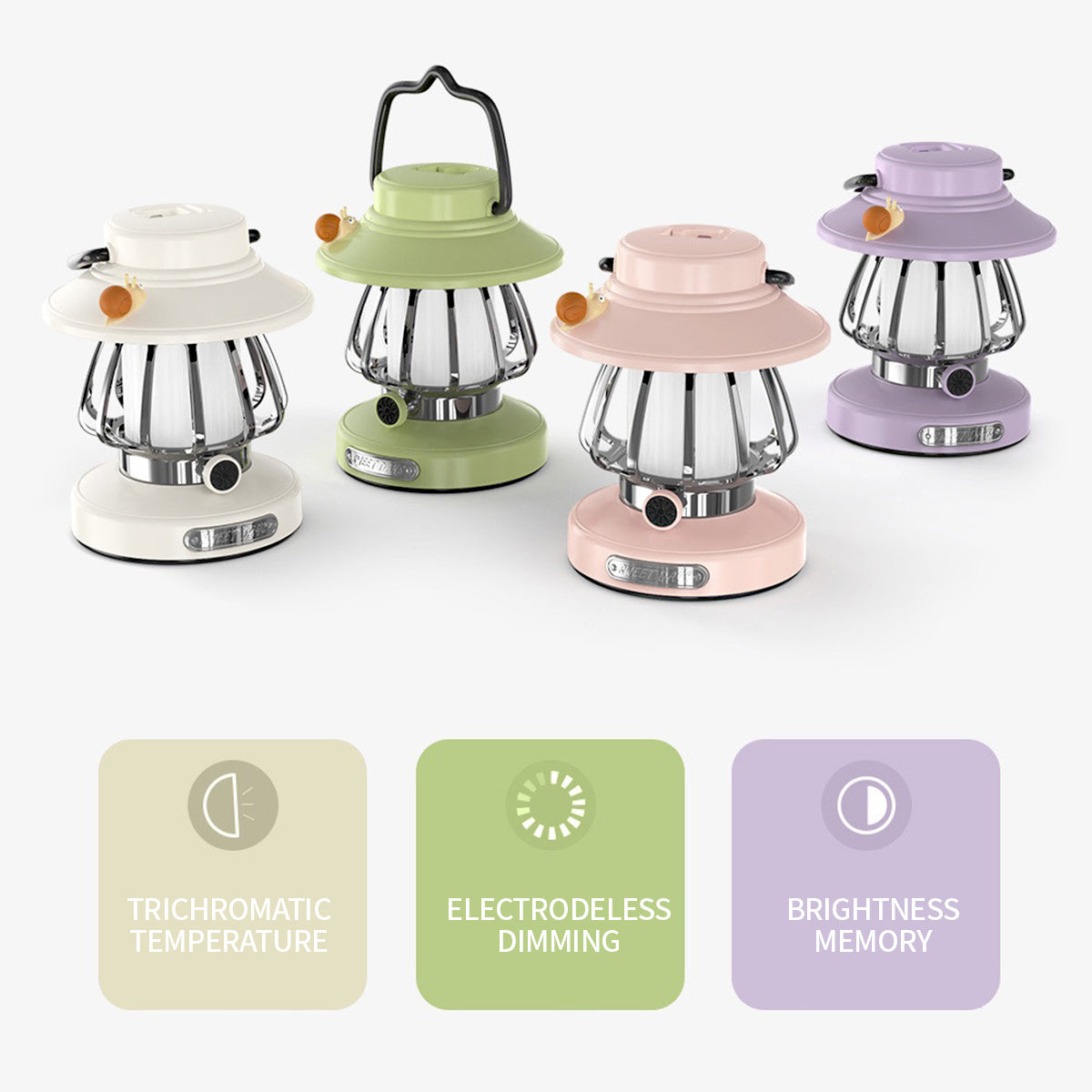 SnailGlow Bärbar Campinglampa – USB-laddningsbar Nattlampa