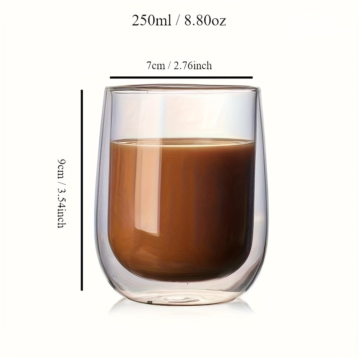 Set med 4 dubbelväggiga glas – 350 ml glas för varma och kalla drycker