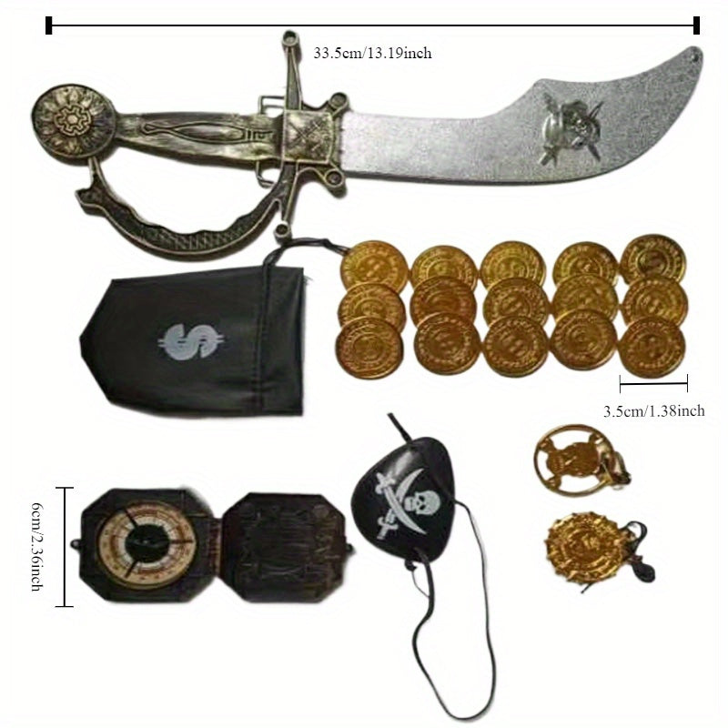 Piratskeppsetsleksak – Inkluderar kniv, mynt och kompass