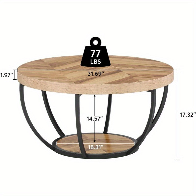Rund Kaffeebord med Dubbel Förvaring – Funktionell och Elegant