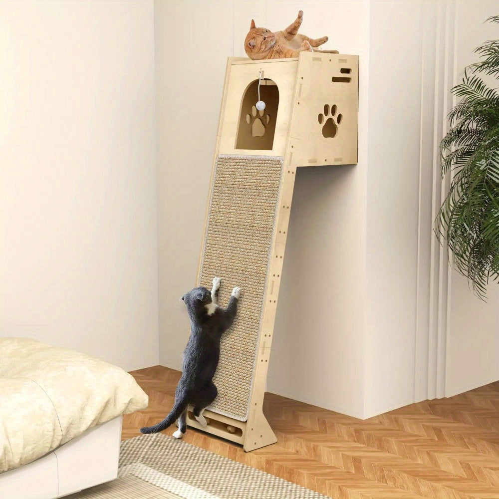 NatureClimb Trä Katt Hus – Kompakt och Lekfull Möbler