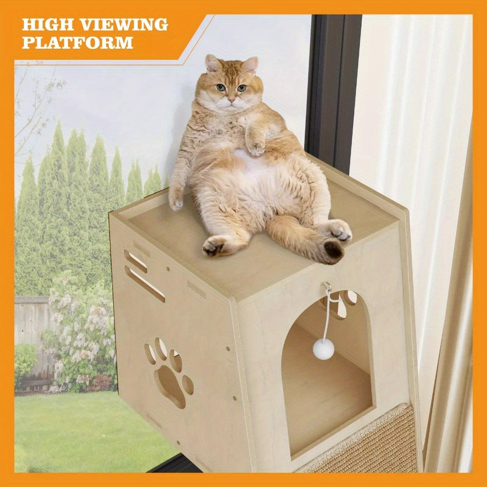 NatureClimb Trä Katt Hus – Kompakt och Lekfull Möbler