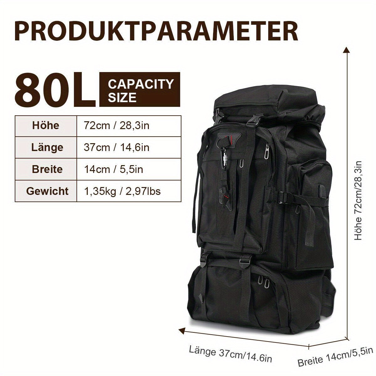 Explorer 80L Vandringsryggsäck – Robust och Mångsidig