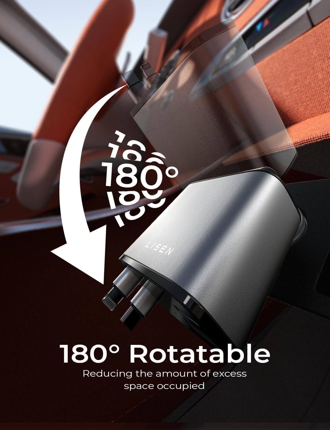 Fällbar Bil Laddare 69W USB C