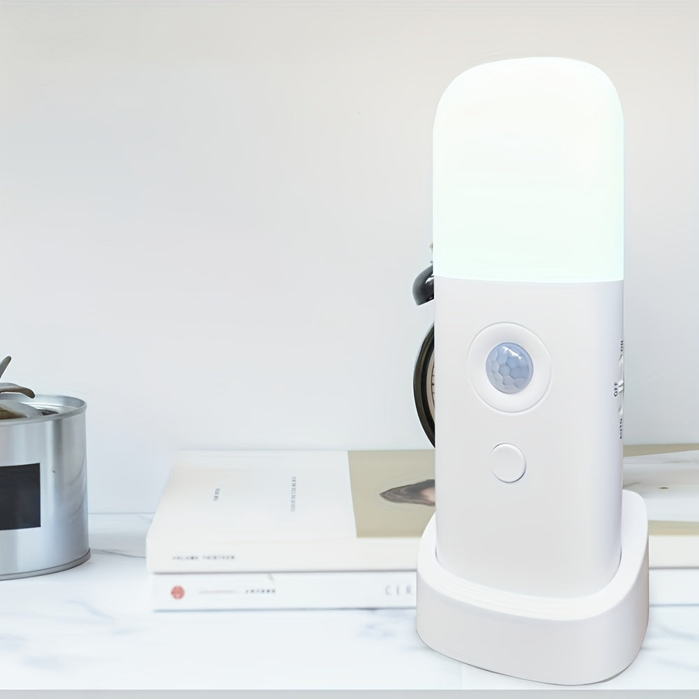 LED Nattlampa med Rörelsesensor – USB Uppladdningsbar och Justerbar Ljusstyrka för Sovrum och Hallar