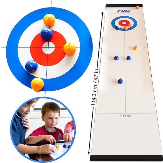Mini Bord Curling Spel för Hemmet med Glidande Stenar & Magnetiska Sticks