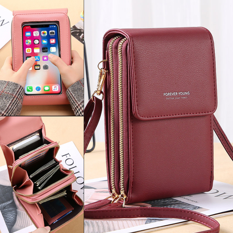 Touchscreen Telefonväska med Plåtfunktion – Kompakt Crossbody för Dagligt Bruk