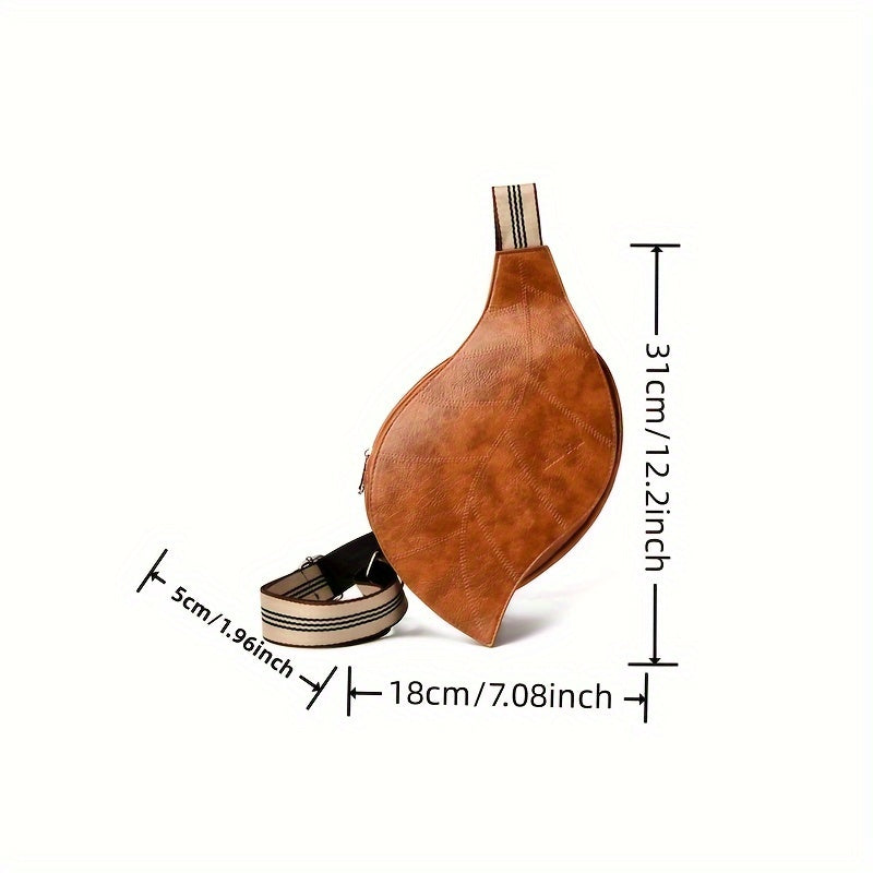 Vintage Faux Leather Crossbody Bag – Justerbar Rem med Spänne