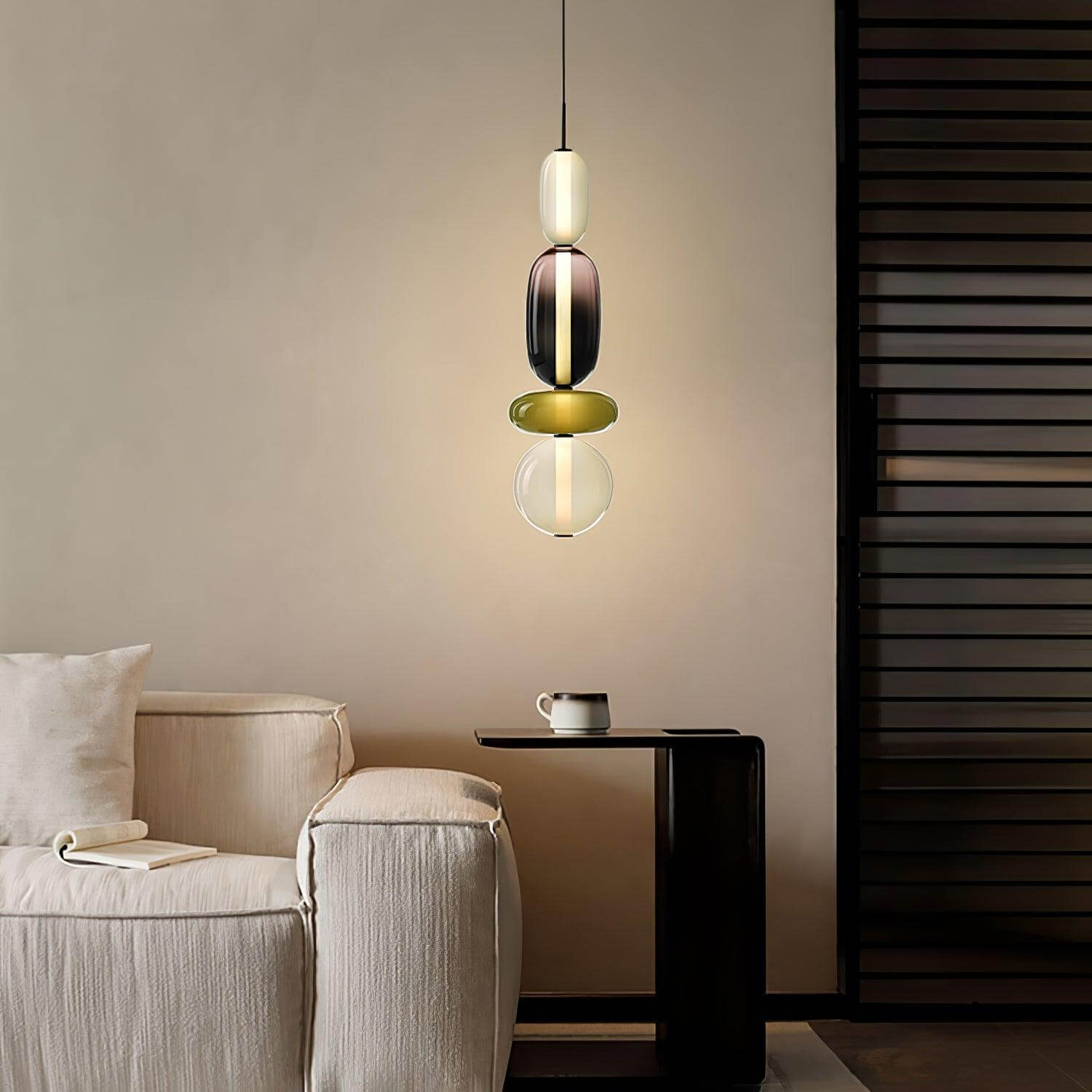 Modern Taklampa med Färgat Glas