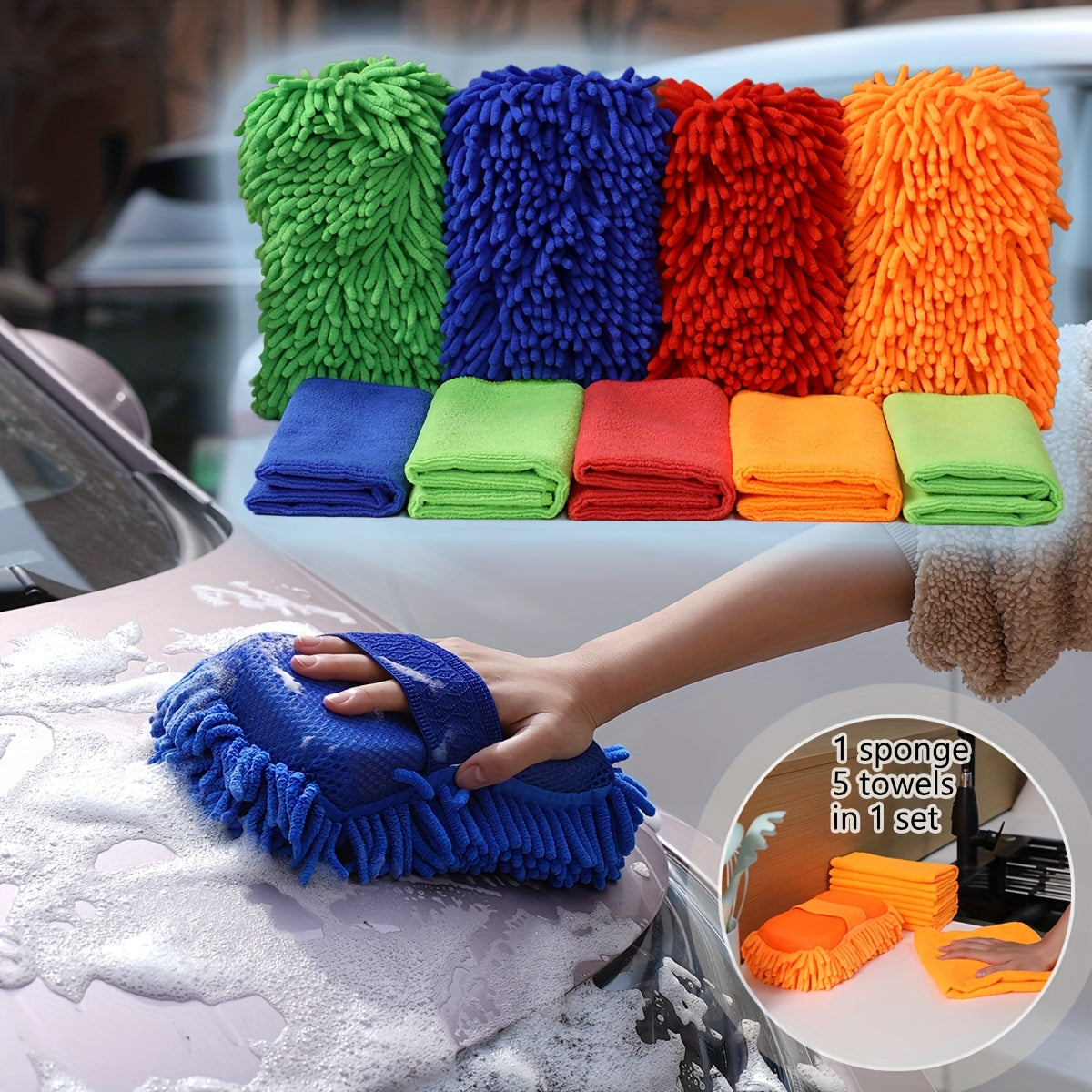 Mikrofiber Biltvättset – Svamp och Handdukar för Bländande Resultat