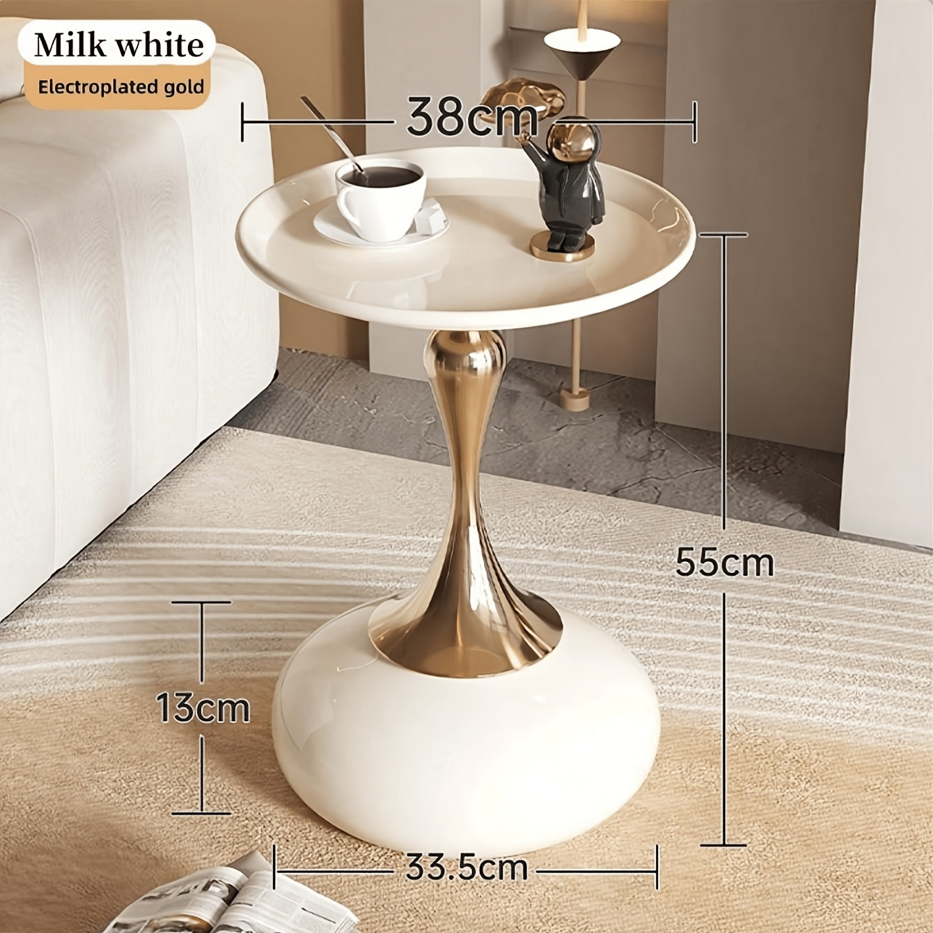 Ningqin Guld-Vit Sido Bord – Kompakt och Chic Design
