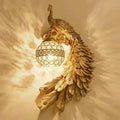 Klassisk Påfågel Vägglampa Sconces 1 Glödlampa Harmlampa med sfärisk kristallskärm