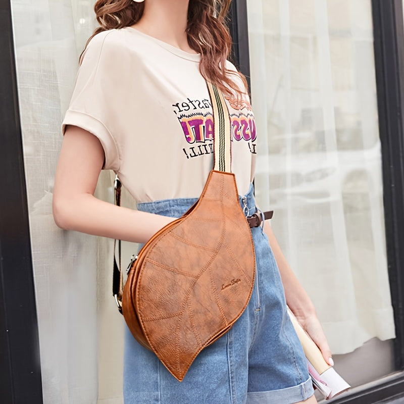Vintage Faux Leather Crossbody Bag – Justerbar Rem med Spänne