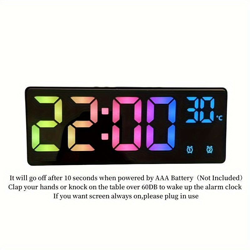 RGB Digital Väckarklocka – Röststyrd, Dubbel Alarm och Temperaturvisning