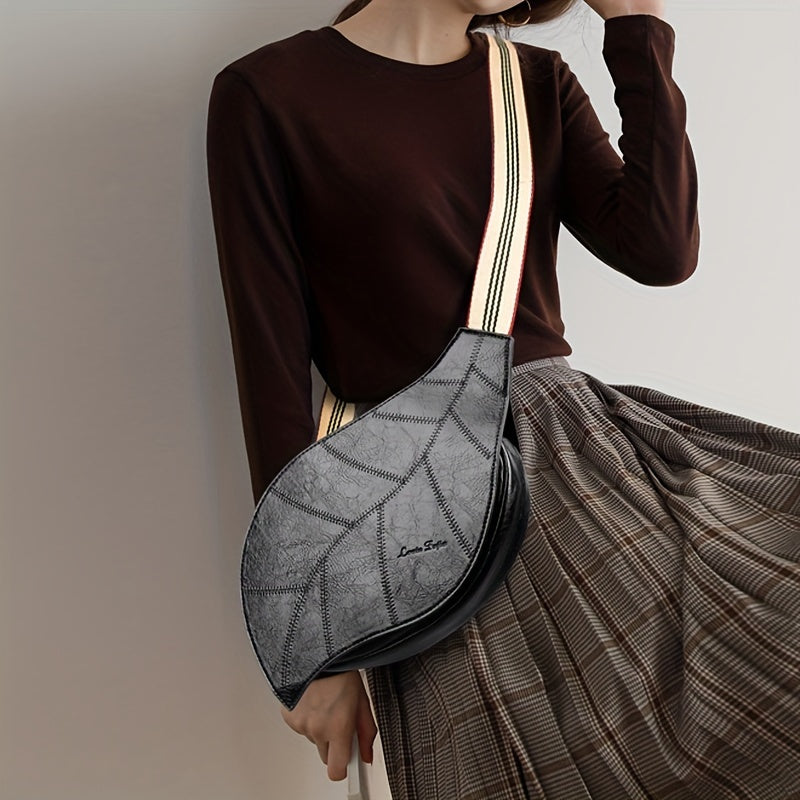 Vintage Faux Leather Crossbody Bag – Justerbar Rem med Spänne