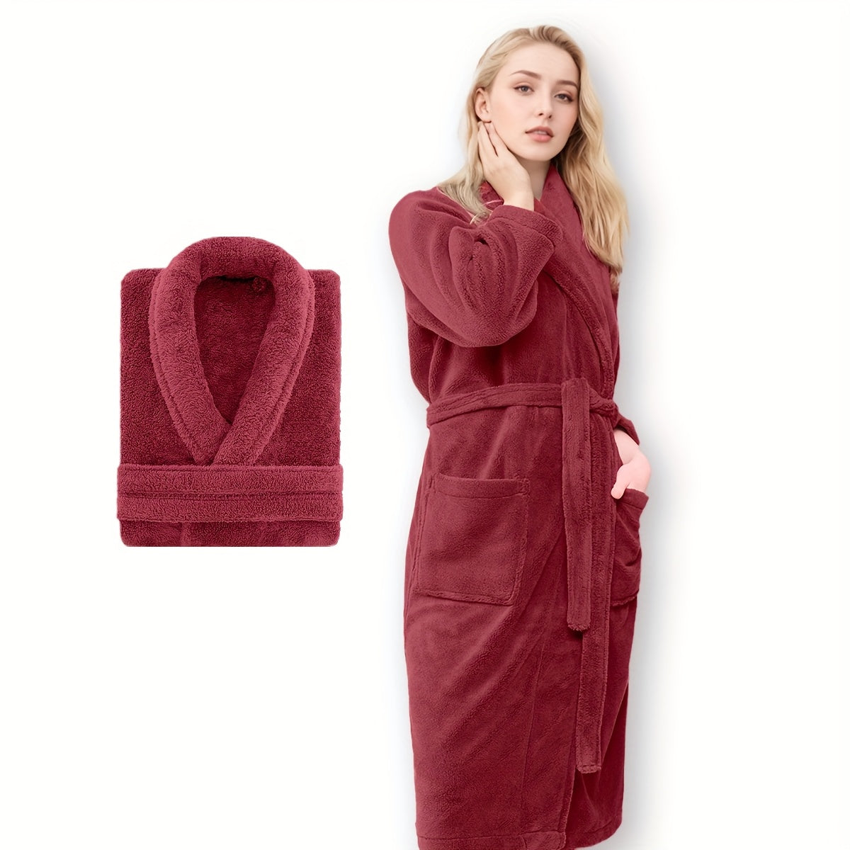 Lyxig Unisex Coral Fleece Badrock – Ultra Mjuk och Varm för Din Komfort