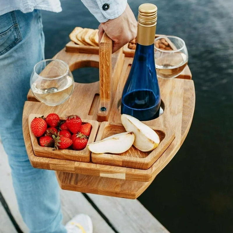 VinHolz | Bärbar Trä Picknick Vin Bord