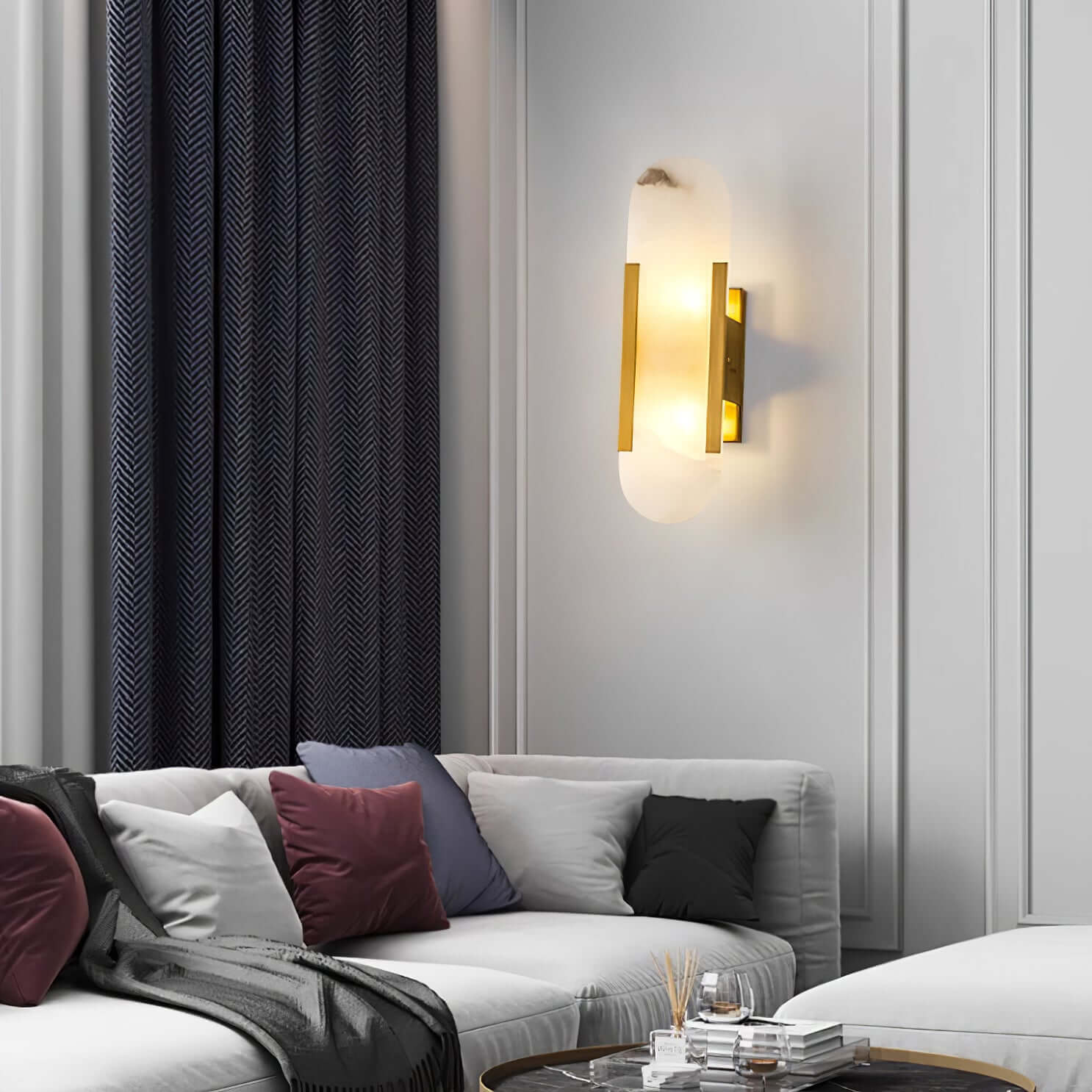 Modern Vägglampa - Alabaster & Metall