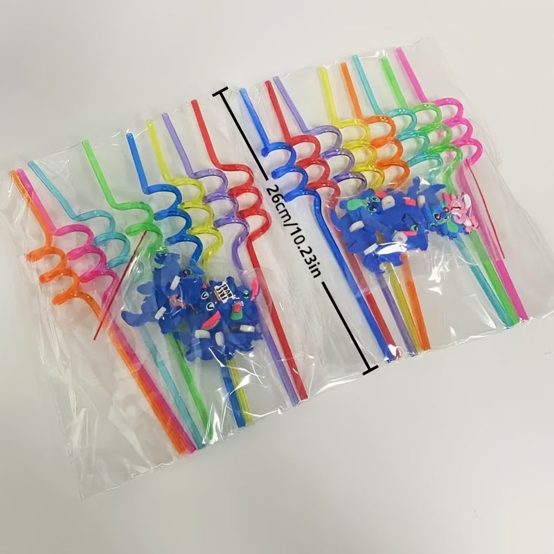 Stitch Återanvändbar Sugrör Set – 16 Färgglada Sugrör för Fester och Födslar
