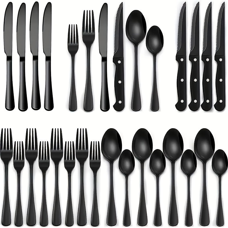 Svart bestickset i rostfritt stål – Modern design med högkvalitativ finish