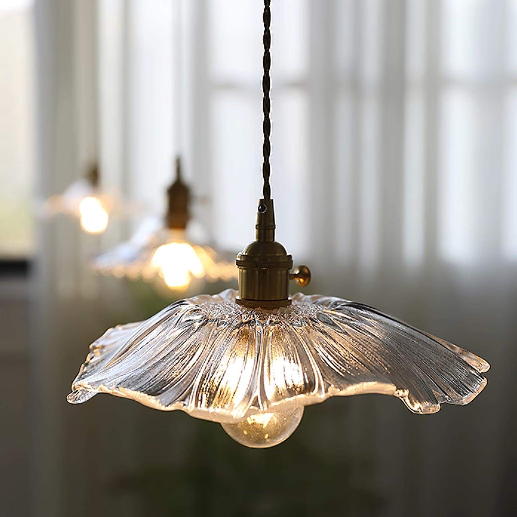 Hänglampa Glas Blomma - Retro Design Belysning